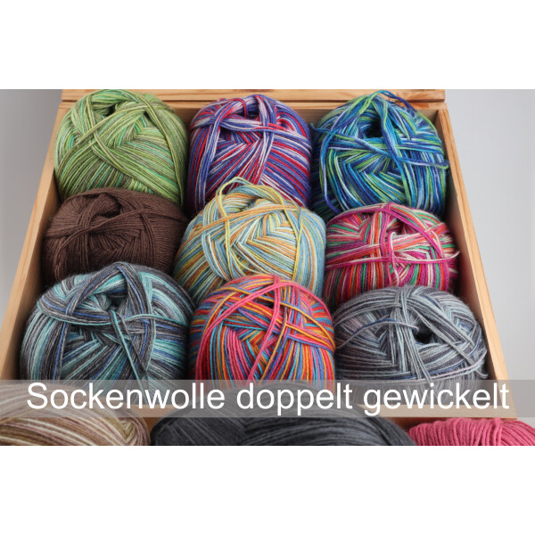 Sockenwolle - Doppelt gewickelt 4-fach 1.000g Blaue Farben (gemustert)