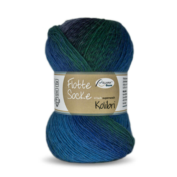 Flotte Socke "Kolibri" 4-fach 6208 Türkis/Blau