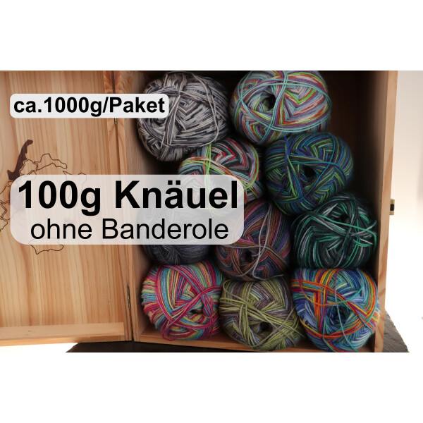 1000g Paket 4-fach - 100g Knäuel Sockenwolle