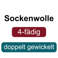 Sockenwolle - Doppelt gewickelt 4-fach 1.000g Uni/...